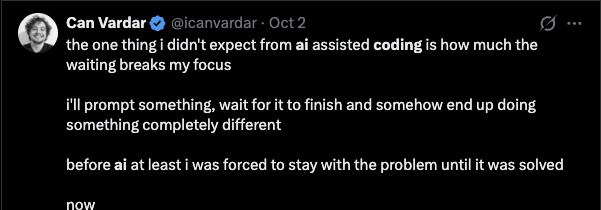Can Vardar on waiting for AI breaking his focus